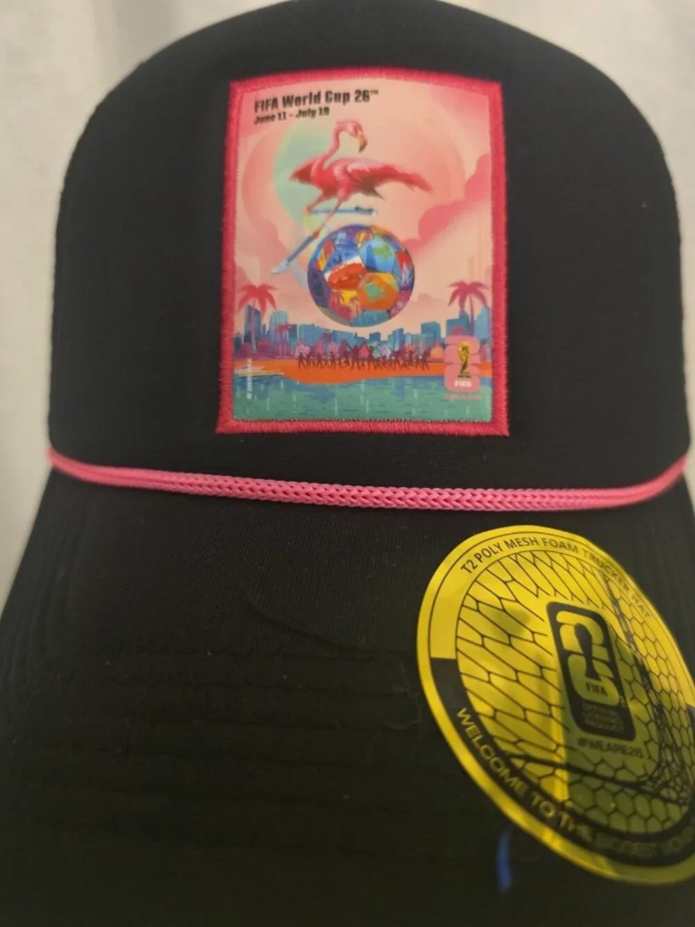 2026 FIFA World Cup Trucker Cord We Are 26 Miami Black Pink Snapback Hat Cap NEW